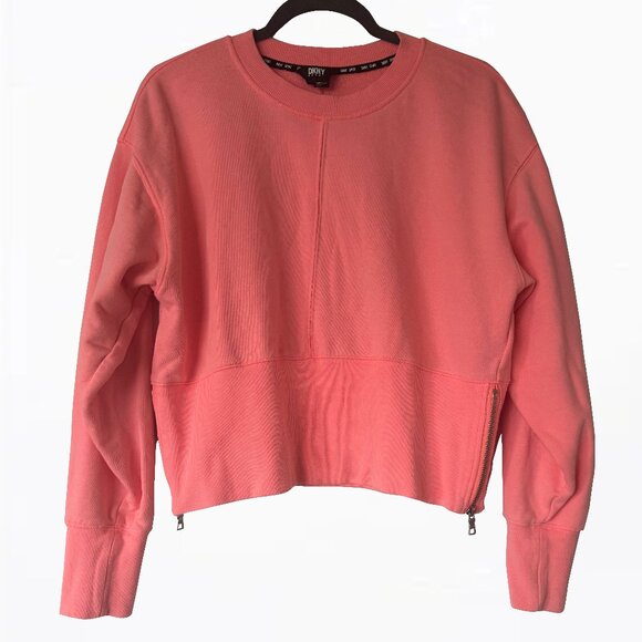 DKNY Sport Cotton Side-Zip Cropped Sweatshirt - Atomic Pink - Picture 4 of 10